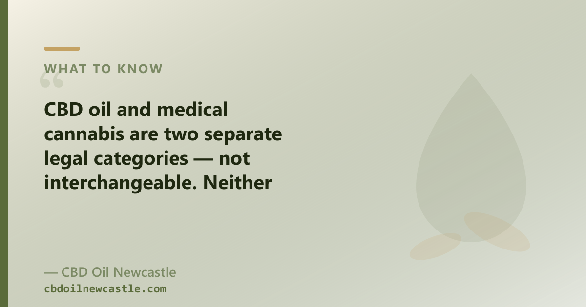 CBD oil and medical cannabis are two separate legal categories — not interchangeable.